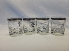 4 VTG CERA A.G. Edwards 1963-1987 Dow Jones Industrial Average Lowball Glass MCM