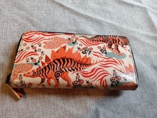 Cath Kidston Dinosaur motif  Cream Oil cloth. Purse Wallet 20cm.