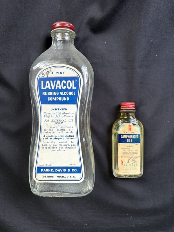 Lot Of Vintage Lavacol and Reliable Camphorated Oil Bottles