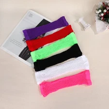 Arm Warmer Fingerless Fishnet Gloves Colorful Net Mesh Long Gloves Nylon DIY T