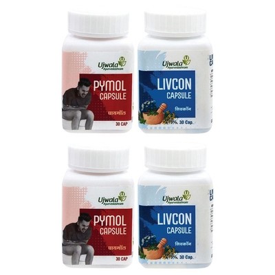Ujwala Pymol+Livcon Capsules Pack of 2   Piles & Fissure Support