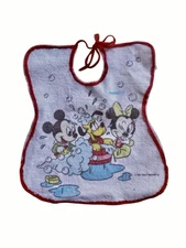 Mickey Mouse vintage 1991 Playskool baby bib blue red stripes stars terrycloth
