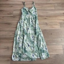 Abercrombie & Fitch Twist Front Midi Dress Women Size Small Petite Green Floral