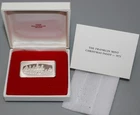 1973 Franklin Mint "Christmas Carolers" Silver Art Bar 2.3oz 1000 grains Box COA