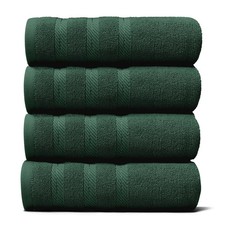 4 Piece Set Luxury Hand Towels 100 Percent Ring Spun Cotton Hunter Green Bath...