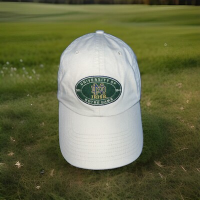 University of Notre Dame est. 1842 Green Navy Patch on Ivory Hat Cap Cotton