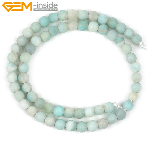 Big Hole Amazonite Beads 15" - Frosted Matte Blue Natural Stone Strand Making - Picture 11 of 23