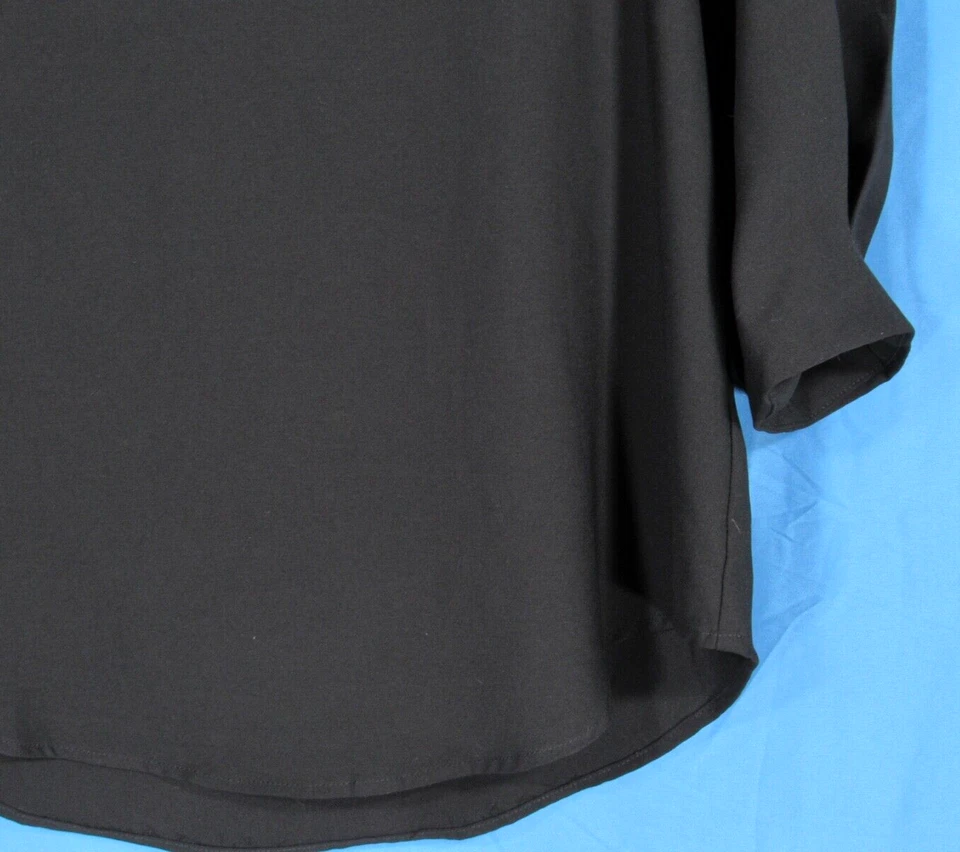 Blusa Top JODIFL Para Mujer NEGRO SÓLIDO Satén Sarga Cuello en V Manga 3/4 JERSEY S Foto 4 de 4