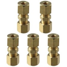 1/5Pcs 1/4" OD x 1/4" OD Brass Compression Tube Fitting  Brake Line Connections