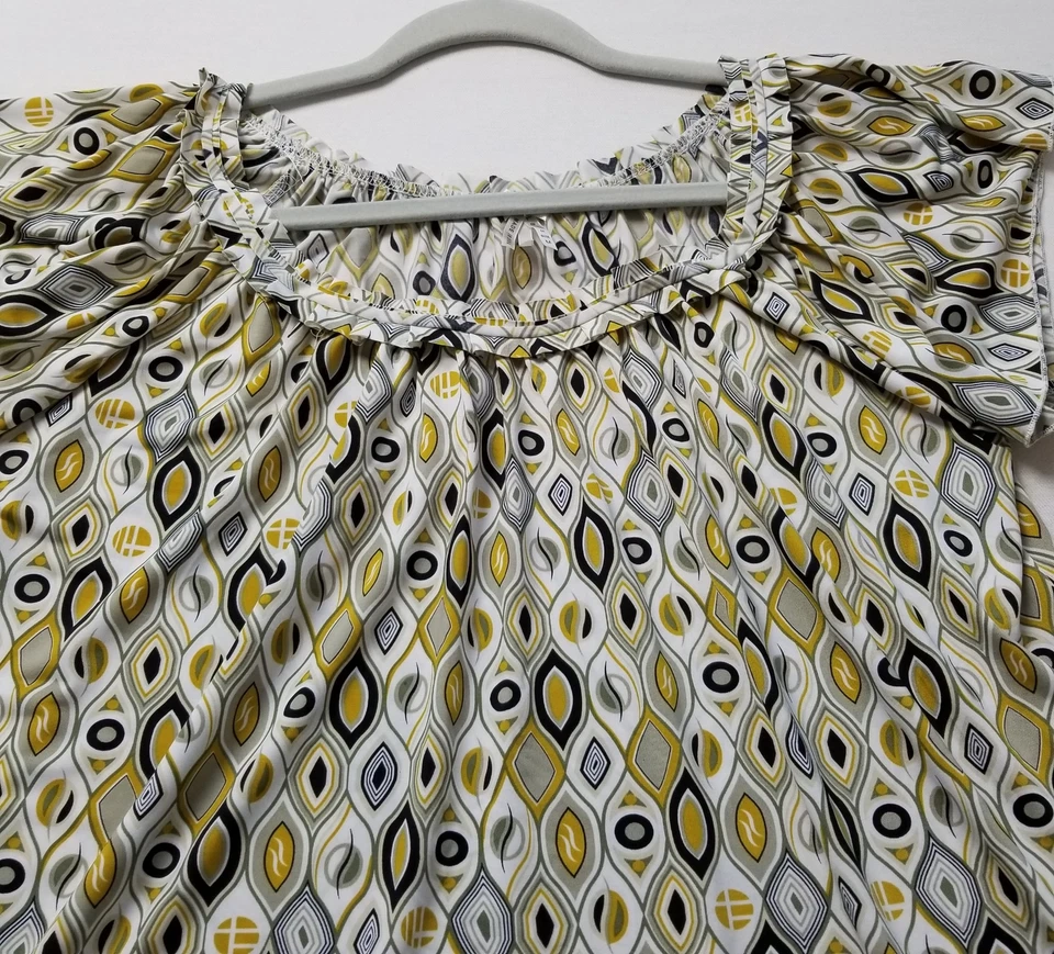 Lapis Топ блузка женщин средний геометрический короткие рукава декольте эластичной Джерси - Изображение 2 из 4