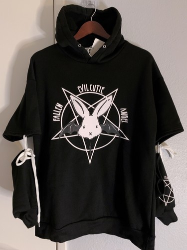 Kawaii Punk Gothic Y2K Harajuku Bunny Rabbit Hoodie - Picture 4 of 4