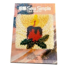 Vintage 1986 Sew Simple Latch Hook Kit Candle Glow #H-121 New 12”x12” Sealed