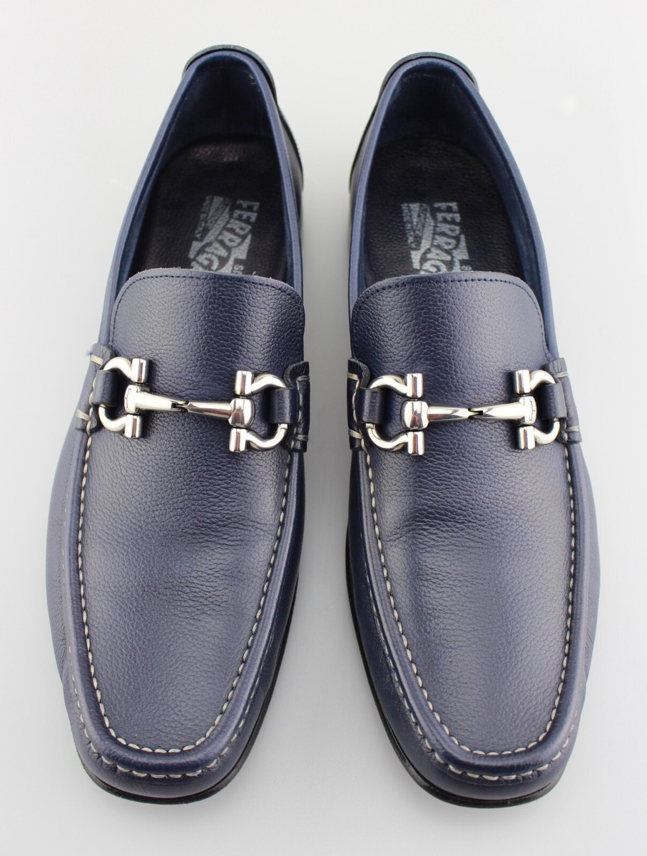 Giordano Ferragamo Loafers: Blue Marin Pebble Men main image 3