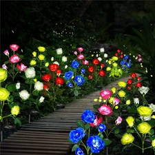 2/4PACK Solar Power Rose Flower Lights Outdoor Garden Landscape Yard Lamp Decor