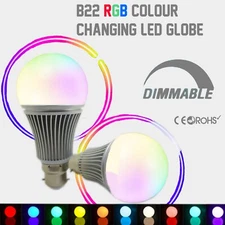 2x 6W LED RGB Colour Changing Dimmable GLS B22 GU10 Light Bulb Globe Lamp Remote