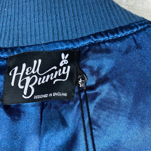 Juniors Hell Bunny Blue Size L Knit Varsity Jacket With Skull Snap Knit NEW - Picture 16 of 17