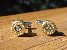 40 Caliber Cufflinks -- Ammo Ammunition Brass Bullet Smith and Wesson