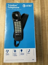 AT&T ML210 Corded Trimline Phone with Lighted Keypad (Black)
