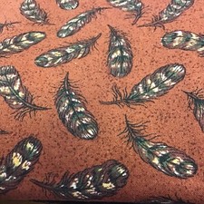 Nature Birds Brown Feather COTTON FABRIC Per Yard VIP Cranston 1.33 yards