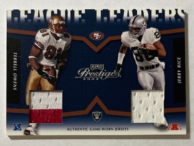2003 Playoff Prestige Terrell Owens Jerry Rice League Leaders Dual Jersey 73/250