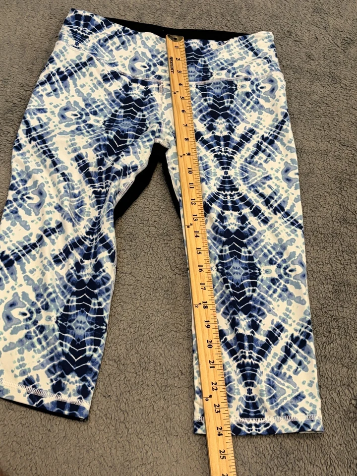 Victorias Secret VSX Sport Pants Womens M Blue Tie Dye Capri Cropped Stretch - Image 4 of 4