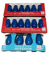 Vintage GE TAT Outdoor Christmas Outdoor Light Bulbs C9 7 Watt 16 BLUE Bulbs