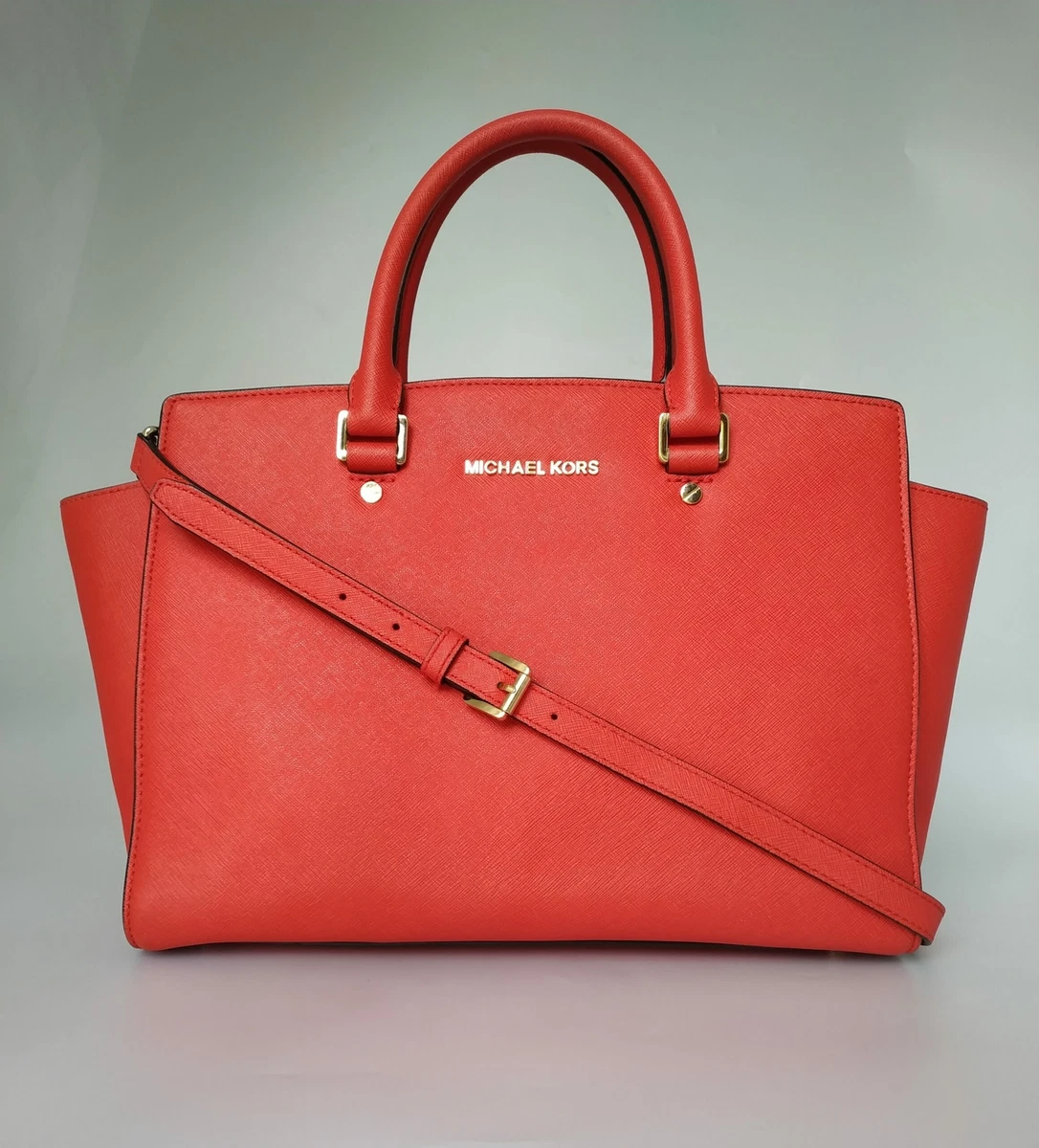 Christmas Gift Michael Kors Selma Large Red Saffiano Leather eBay