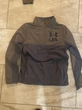 Under Armour Coldgear 1/2 Zip Fleece Pullover Jacket Boy's Size M Gray/Blue