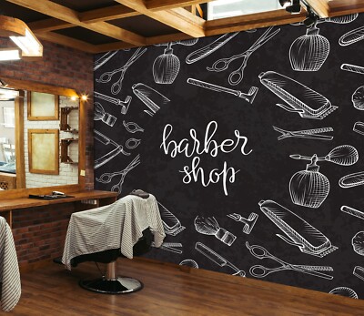3D Art E4038 Hair Cut Barber Shop Wallpaper Mural Wall Print Murals CA Erin