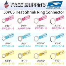 50x US Wire Crimp Connectors Waterproof Heat Shrink Ring Terminals M5 M6 M8 M10