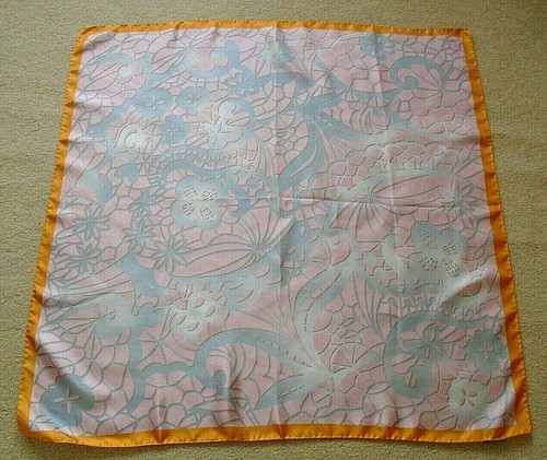 Saks Fifth Avenue Blue & Pink Floral Design Pure Silk Scarf Made in Italy NWT! - Picture 8 of 11