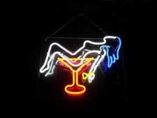 Cocktails Martini Girl Glass Acrylic 14" Neon Light Sign Lamp Beer Pub Bar Decor