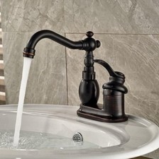 Oil Rubbed Bronze 4" Centerset Bathroom Sink Faucet2 Handle Lavatory Basin Mixer