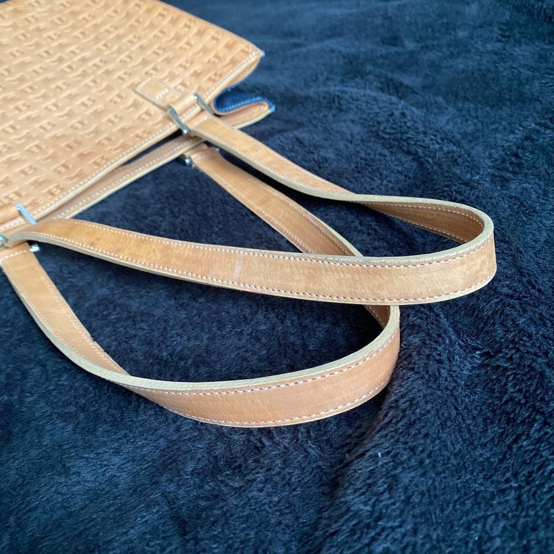 Burberry Blue Label Tote Bag Leather Denim Logo Embossed Handbag Black New thumbnail 12