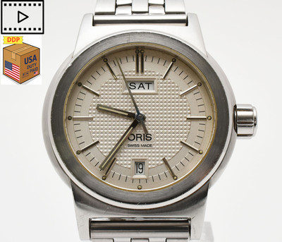 [Exc+5] ORIS Big Crown 7500 White Day Date BC3 40mm Automatic Men's Watch JAPAN