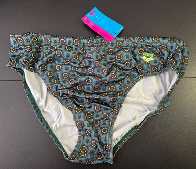 UK 38'', 96cm, Vintage ARENA Badeslip petrol grün lindgrün flieder schwarz