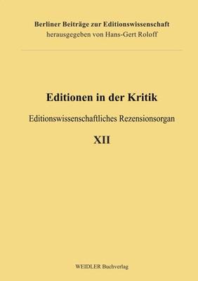 Editionen in der Kritik 12 | Jochen Johrendt | Taschenbuch | 216 S. | Deutsch