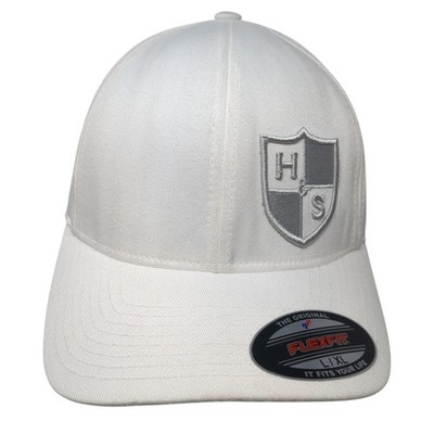 H&S Performance Fitted Baseball Cap Hat White XL Embroidered Flexfit