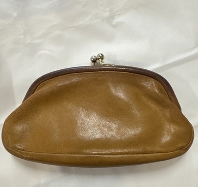 Vintage Coach Kisslock Utility Purse 7160 Tan Leather Coin Wallet