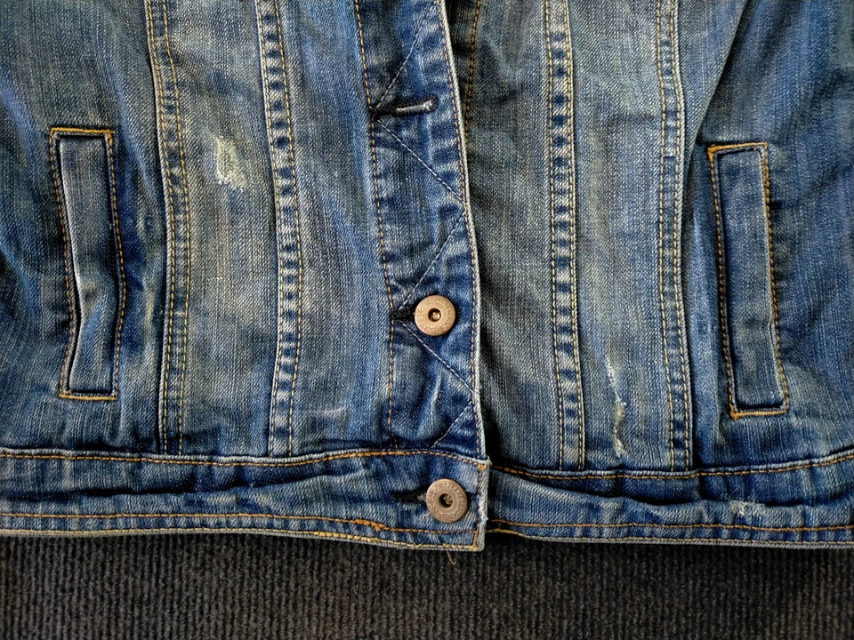 Just Jeans Women's Size 14 Jacket Denim Blue Faded Distressed Trucker - image 4 of 4