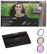 Vivitar 3 Piece 34mm Filter Kit UV, CPL Polarizer, FLD Florescent VIV-FK3-34