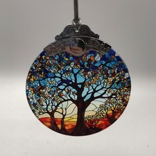 Tree Of Life Sun Catcher Glass Ornament Window Hanging "Stain Glass Style"