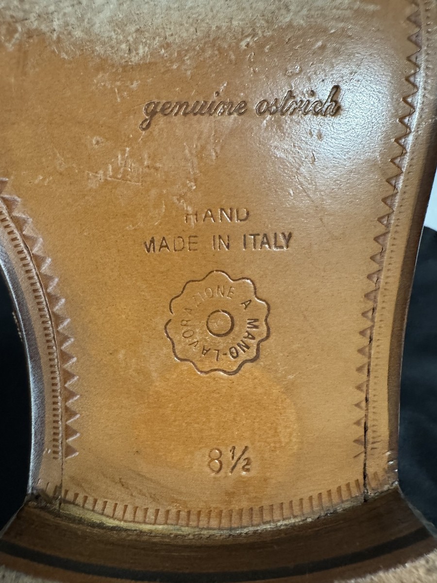 R. Martegani Shoes Mens Size 8.5 Brown Genuine Ostrich  display picture 1