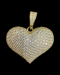 Authentic Gold Plated Iced Heart Locket Pendant 925 Fine Silver