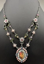 Nina Ricci For Avon Pink Spring Floral Necklace 16”-19”