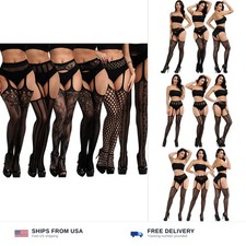 Fishnet thigh high garter belt stockings suspenders women nylon spandex