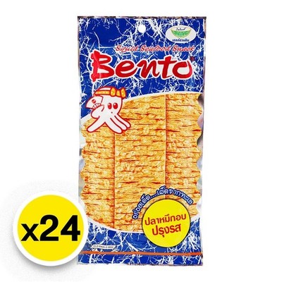 Bento Squid Seafood Snack Seasoned Grilled Squid Spicy & Sweet (4g x 24 Packs)