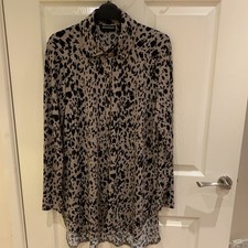 Women’s Tunic Style Top By Nina Leonard @QVC, Size M, Black/Coffee Animal Print.