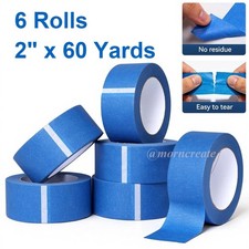 6 Rolls 2 Inch x 60 Yards 5.5 Mil Blue Painters Masking Tape for Wall Painting