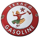 Vintage Texaco Gasoline Sign - Cheerleader Gas Pump Advertisement Porcelain Sign